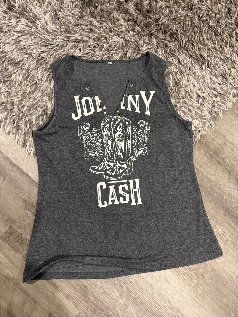Johnny Cash Graphic Tank Top - Dark Gray